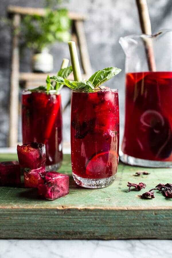Hibiscus, lemongrass and basil honey sweet iced tea