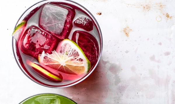 Hibiscus, orange, and vanilla agua fresca