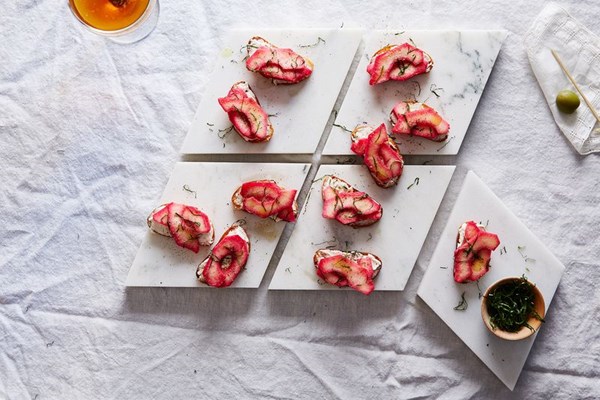 Hibiscus-poached quince