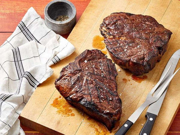 Hickory-smoked porterhouse steaks 