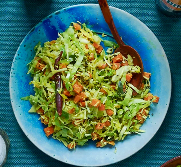 Hispi cabbage and carrot thoran