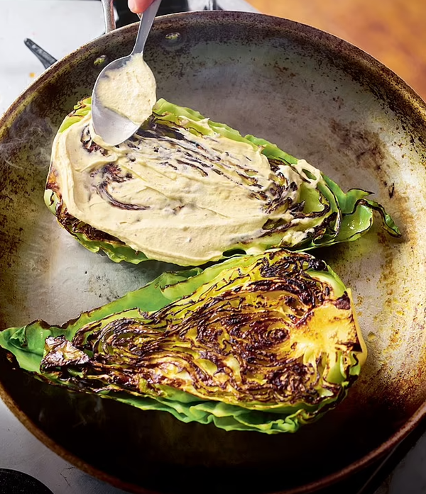 Hispi cabbage with anchovy butter