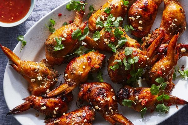 Hmong-style stuffed chicken wings with fish-sauce caramel 