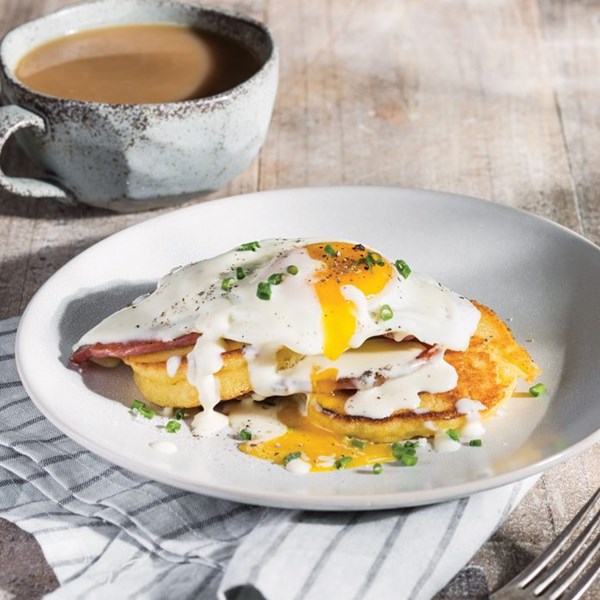 Hoecake eggs Benedicts