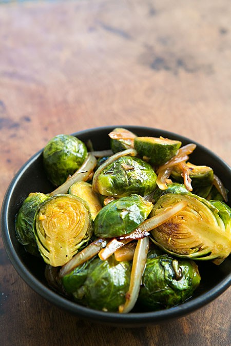 Hoisin glazed Brussels sprouts