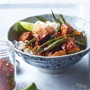 Hoisin-glazed tofu & green beans