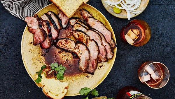 Hoisin-marinated pork with molasses glaze