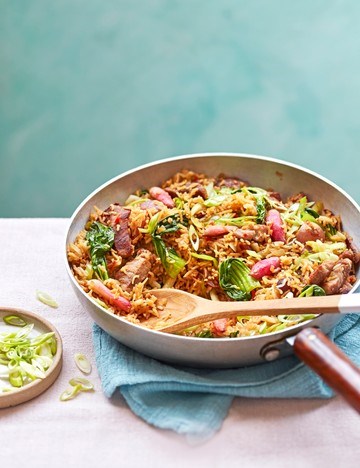 Hoisin pork and radish fried rice