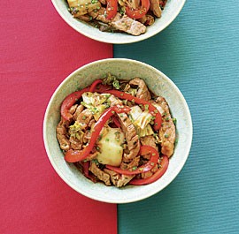 Hoisin pork with napa cabbage
