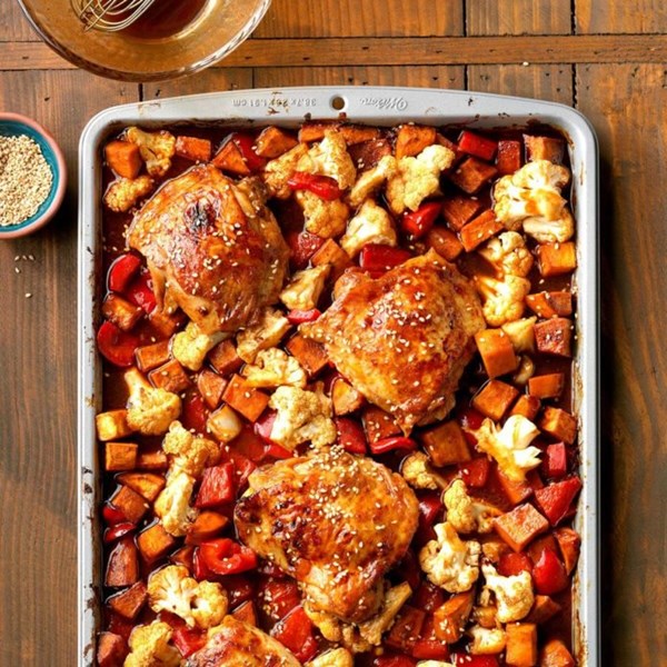 Hoisin Sriracha sheet-pan chicken