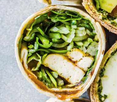 Hoisin tofu and spring onion wraps