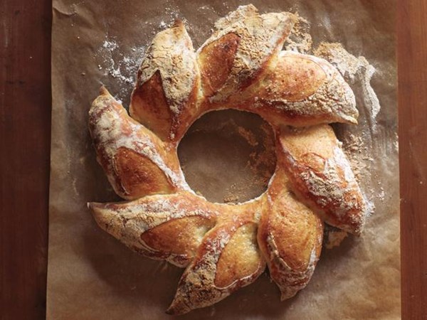 Holiday bread wreath