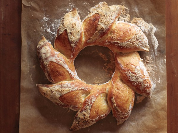 Holiday bread wreath