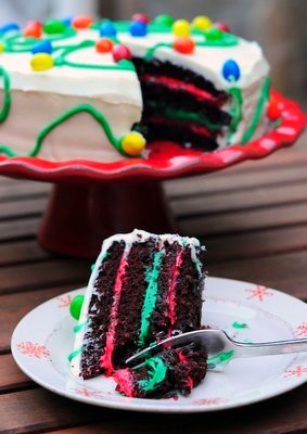 Holiday chocolate peppermint layer cake (with peppermint frosting)