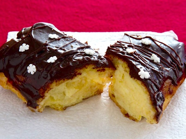 Holiday eclairs with chocolate peppermint ganache