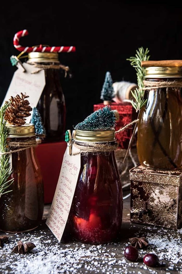 Holiday gifting: homemade simple syrups (pomegranate ginger, cinnamon spice, vanilla chai, & cranberry orange)