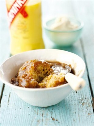 Holiday hot cake with eggnog cream