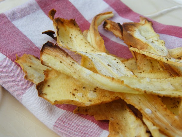Home-baked honey parsnip crisps
