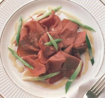 Home-cured beef with baby leeks (Bresaola) [Shaun Hill]