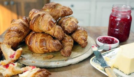 Home-made buttery croissants