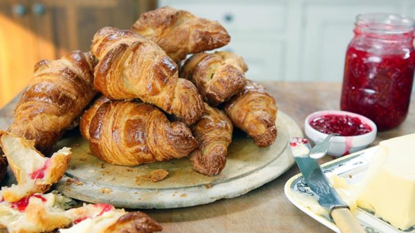 Home-made buttery croissants