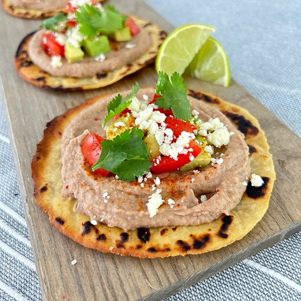 Homemade bean tostadas