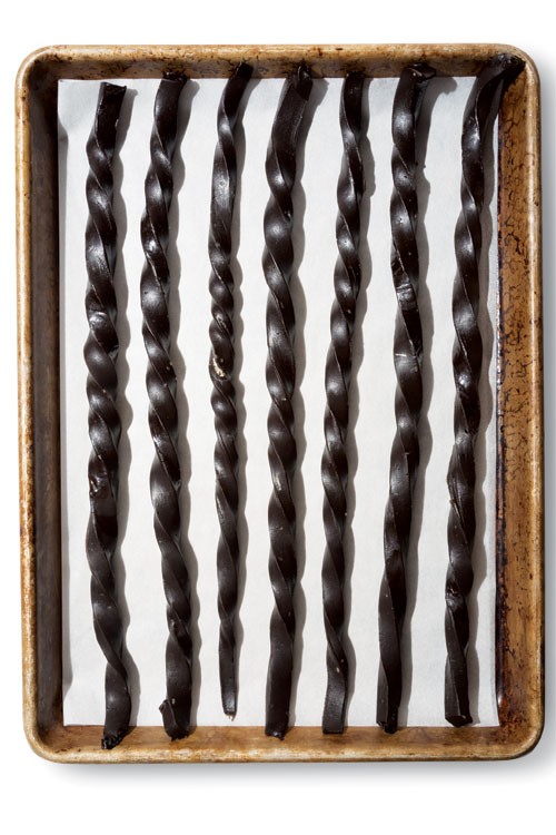 Homemade black licorice twists