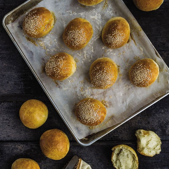 Homemade brioche burger buns