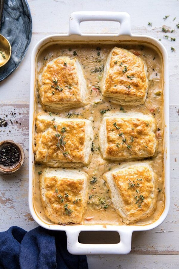 Homemade broccoli cheddar cobbler