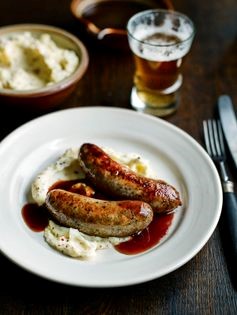Homemade chicken & pancetta sausages with mustard mash