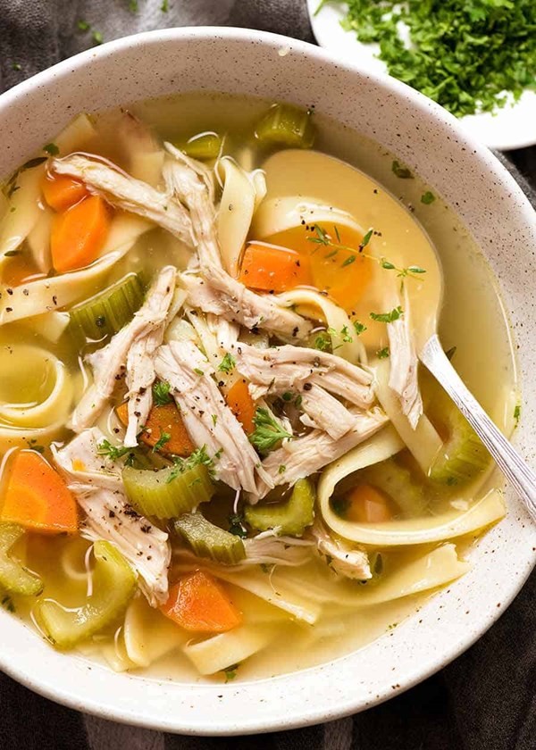 Homemade chicken noodle soup 
