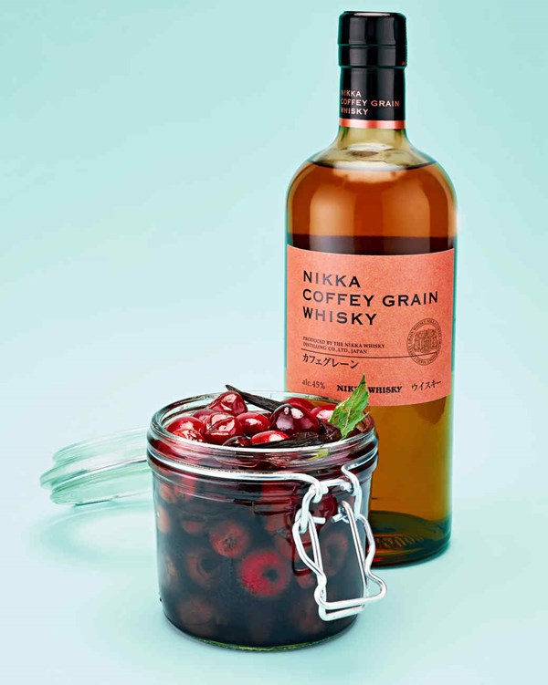 Homemade cocktail cherries
