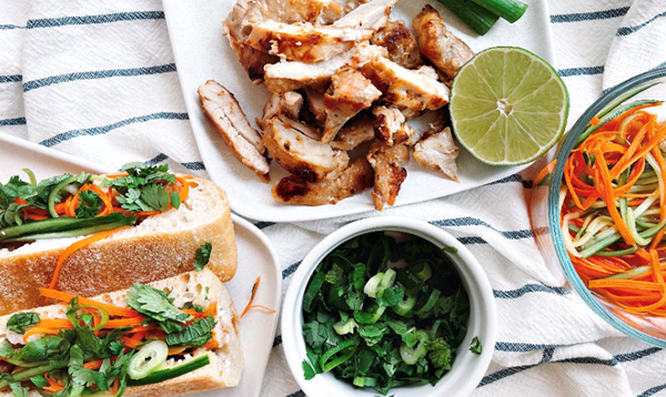 Homemade coconut chicken banh mi
