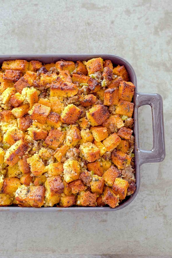 Homemade cornbread sausage dressing