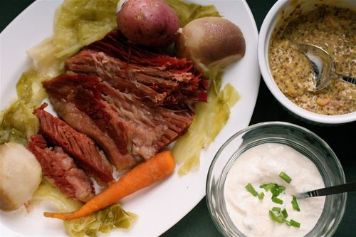 Homemade corned beef with vegetables