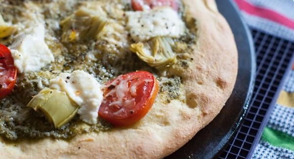 Homemade cornmeal pizza crust