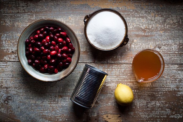 Homemade cranberry jelly; in a can