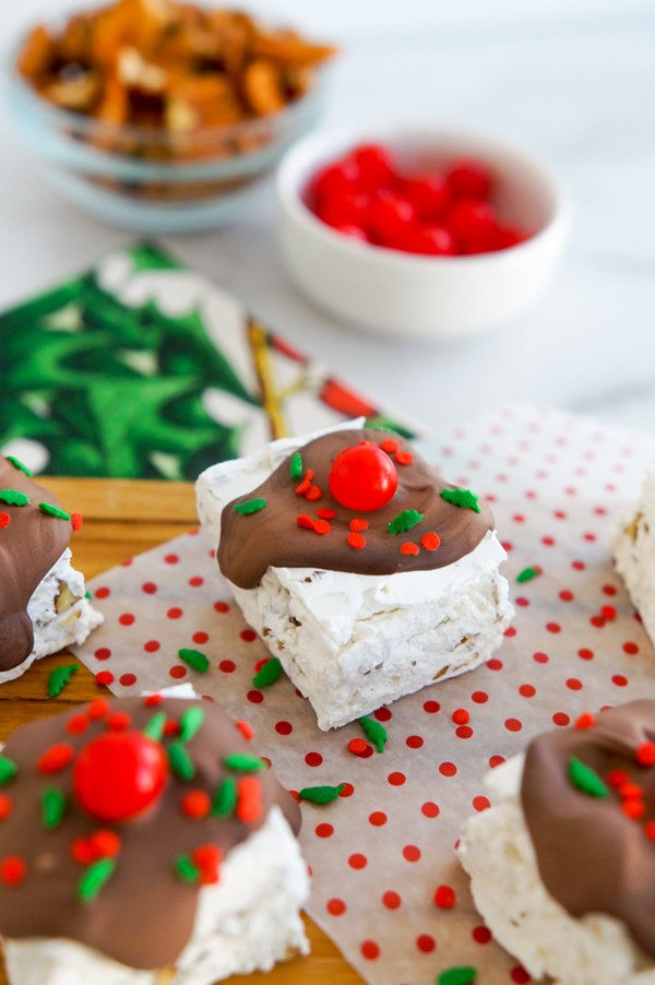 Homemade divinity candy sundaes