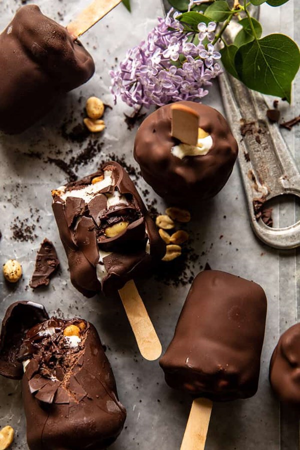 Homemade double the fudge Buster Bars (+ homemade fudge sauce)