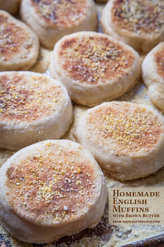 Homemade English muffins with brown butter