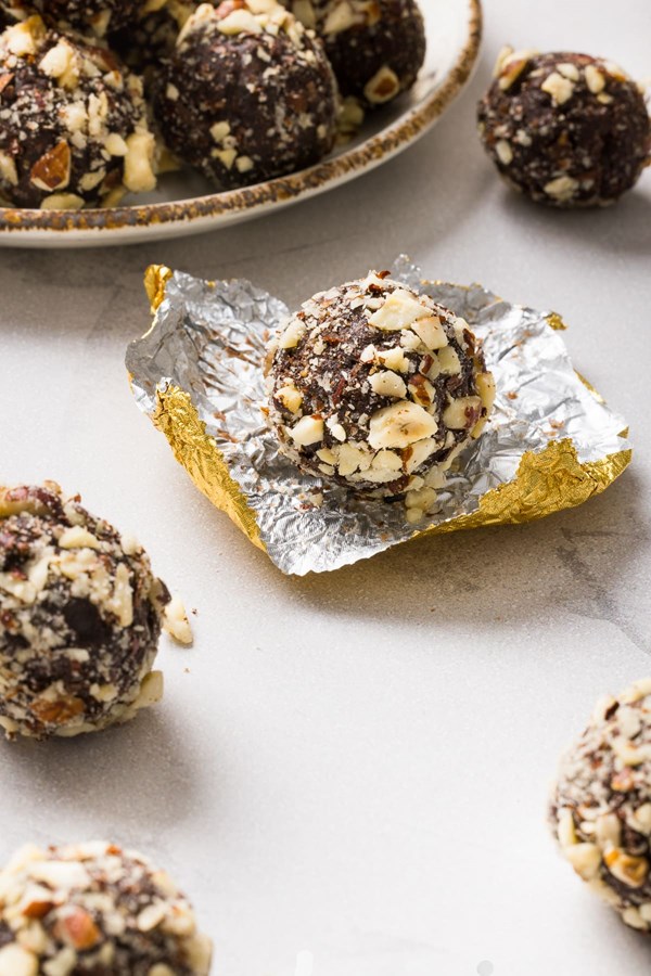 Homemade Ferrero Rocher date balls
