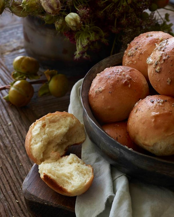 Homemade garlic herb rolls