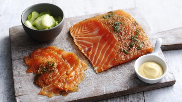 Homemade gravadlax with cucumber salad & mustard sauce