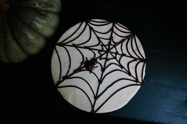 Homemade halloween spider cake