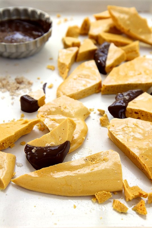 Homemade honeycomb candy