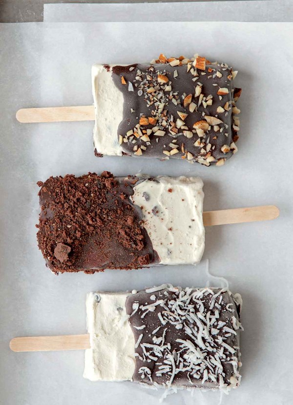 Homemade ice cream bars