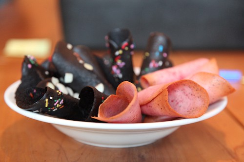 Homemade mini chocolate ice cream cones