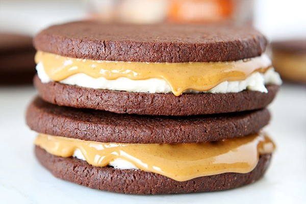 Homemade Oreos with peanut butter