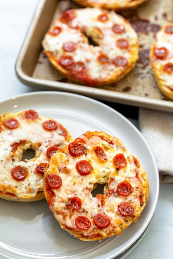 Homemade pizza bagel
