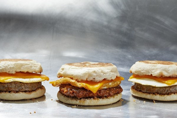 Homemade sausage McMuffin with egg